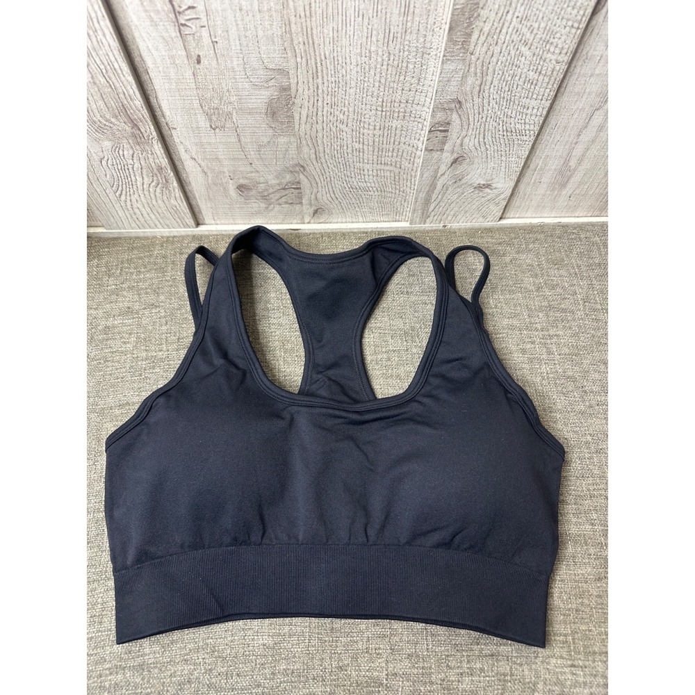 Suuksess Womens Large Black Stretchy Racerback Sports Bra Workout Exercise
